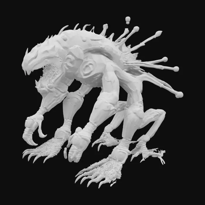 3D model for a shapeshifting nanobot swarm boss for a futuristic RPG. The swarm should be capable of transforming into various forms such as a beast, a cloud, or a humanoid figure. It should have a metallic sheen with glowing LED lights, and be composed of countless tiny particles that can aggregate and disperse. The design should convey a sense of advanced technology and adaptability, fitting for a challenging boss encounter in a sci-fi setting.