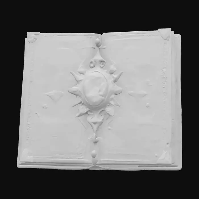 3D model for Sorcerer's Book, ornamented, Game Assets, Gold, Gemstone, Crystal, Highly Detailed, Ultra Realistic. Hard surface. HDR