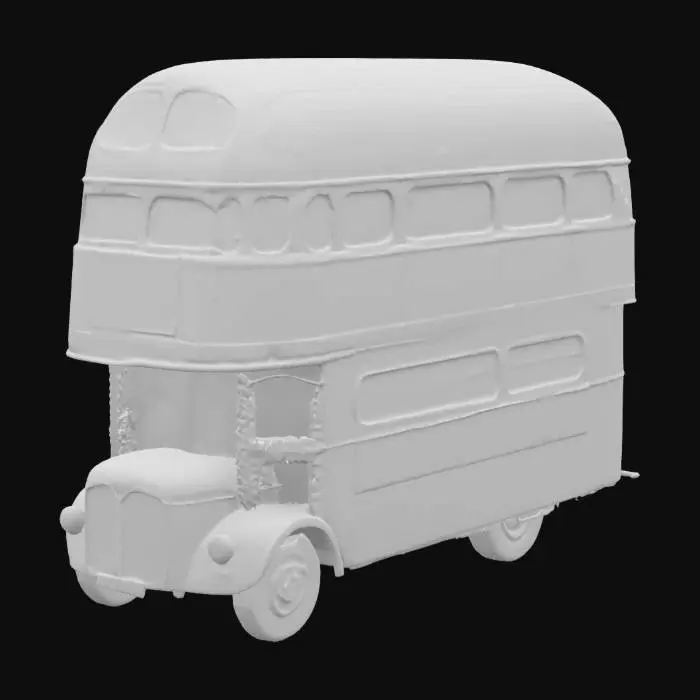 3D model for [England], A caricature of a classic red London double-decker bus, featuring accurate proportions, vintage design, rounded front, large windows, and an advertisement on the side. Include realistic textures for the red paint, black wheels, and interior details visible through the windows. Ensure the model includes the route number '15' and destination 'Tower Hill' on the front display. Comics. Fun. #AroundTheWorld#