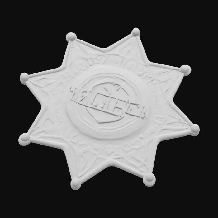 3D model for A realistic and detailed Sheriff #emblem#. Gold. Professional texture. Clean geometry. High definition. High quality. Hard surface.