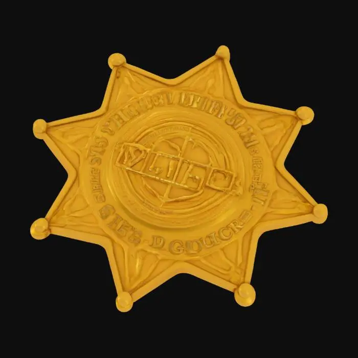 3D model for A realistic and detailed Sheriff #emblem#. Gold. Professional texture. Clean geometry. High definition. High quality. Hard surface.