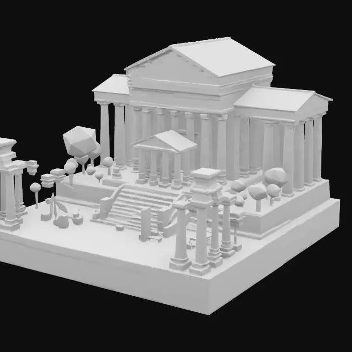 3D model for Ancient Courtyard Model, #arch#