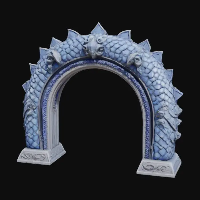 3D model for Imagine a dimensional #arch# decorated with sapphire dragon scales. High defined. Detailed. Hard surface. Perfect texture. High quality.