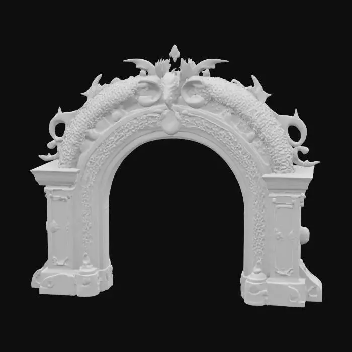 3D model for Imagine a dimensional #arch# decorated with sapphire dragon scales. High defined. Detailed. Hard surface. Perfect texture. High quality.