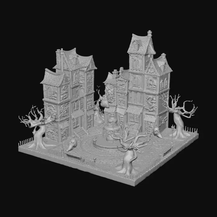 3D model for #Halloween2025#, Haunted Plaza