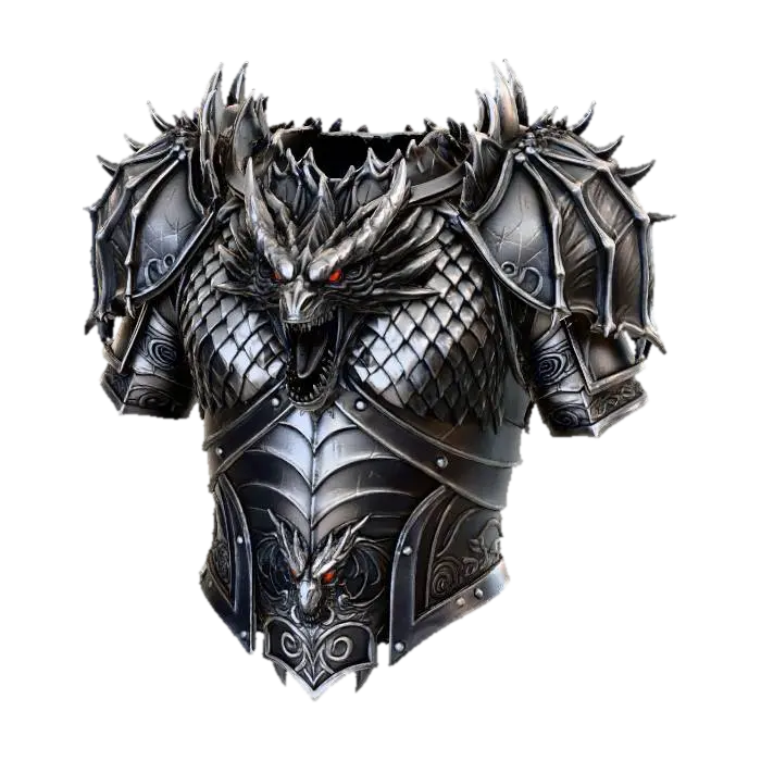 Black Dragon Armor - Warrior-3D-modell, genererad av AI