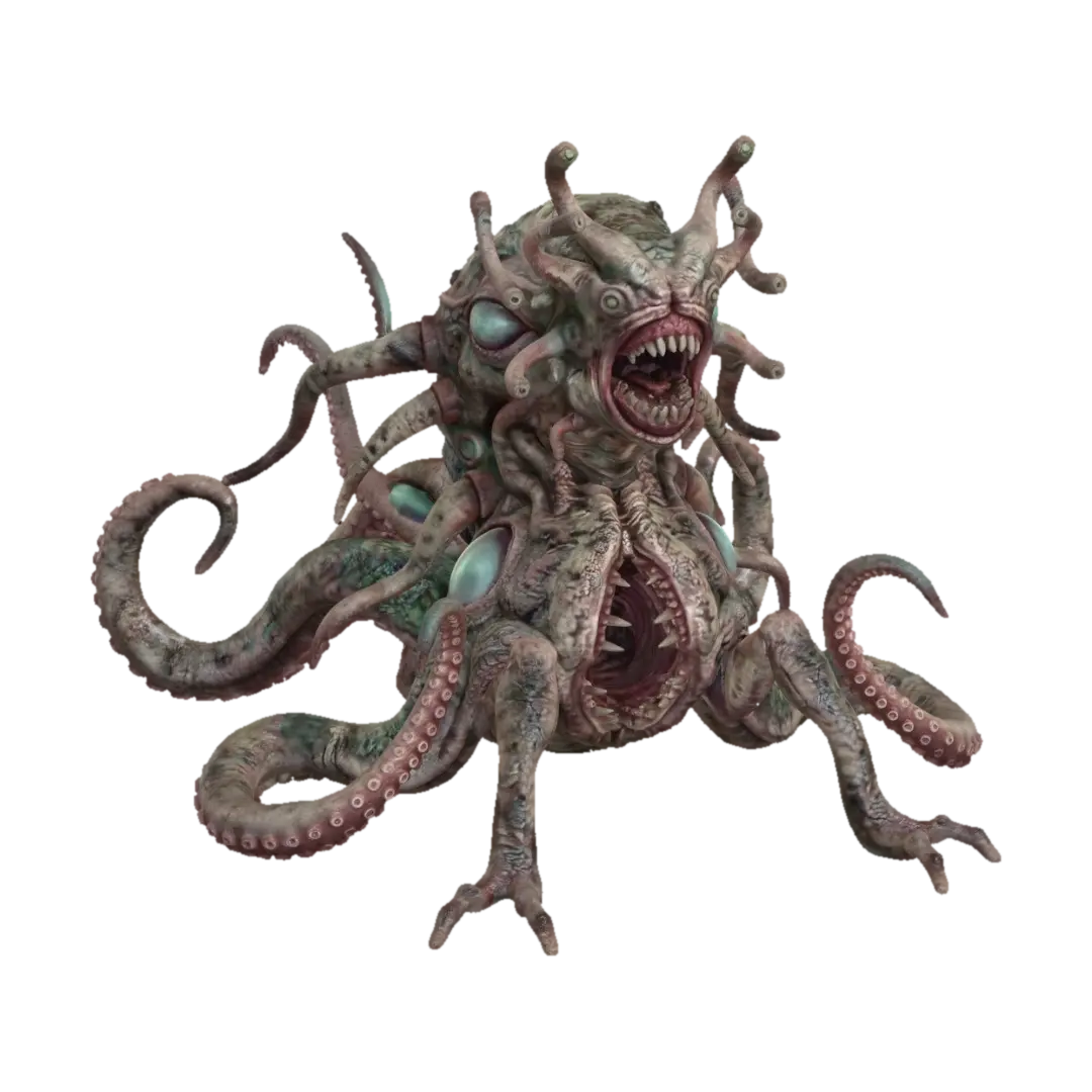 Eldritch Tentacle Beast 3D model, vytvořený pomocí AI