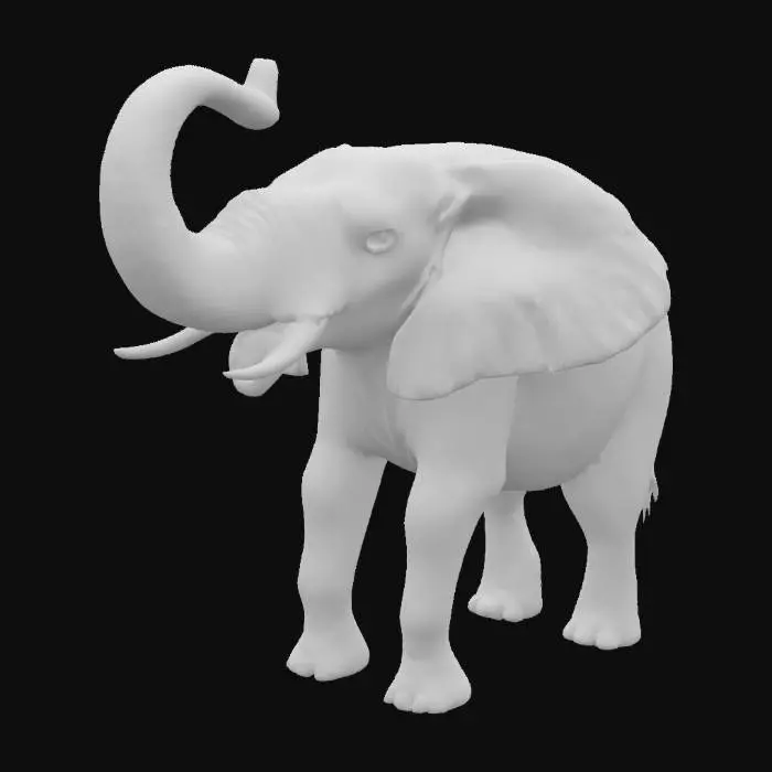 3D model for słoń z podniesioną trąbą 
