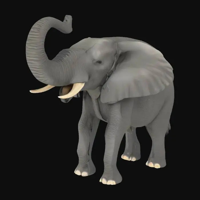 3D model for słoń z podniesioną trąbą 
