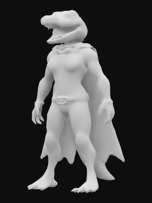 3D model for Alligatorgirl superhero with sharp big teeth