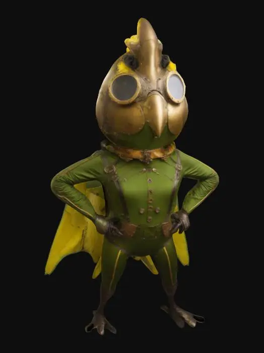 3D model for budgie-man superhero with huge head