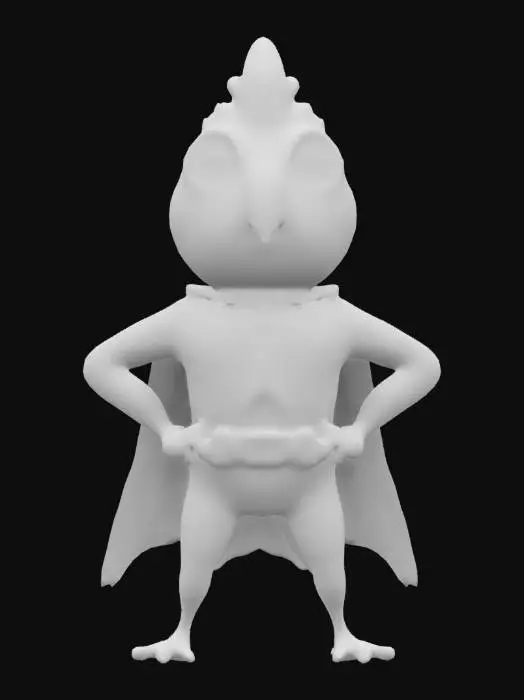 3D model for budgie-man superhero with huge head