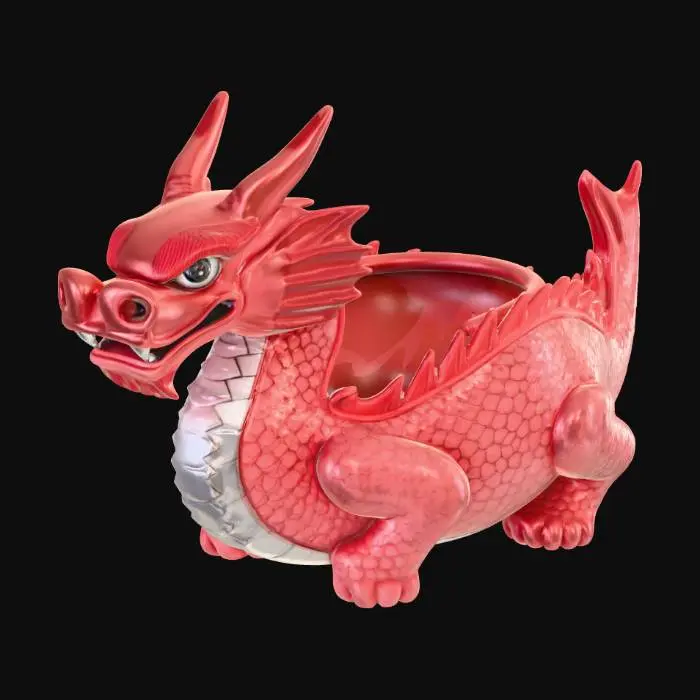 3D model for chinese dragon deep bonsai plant pot with drain holes in base