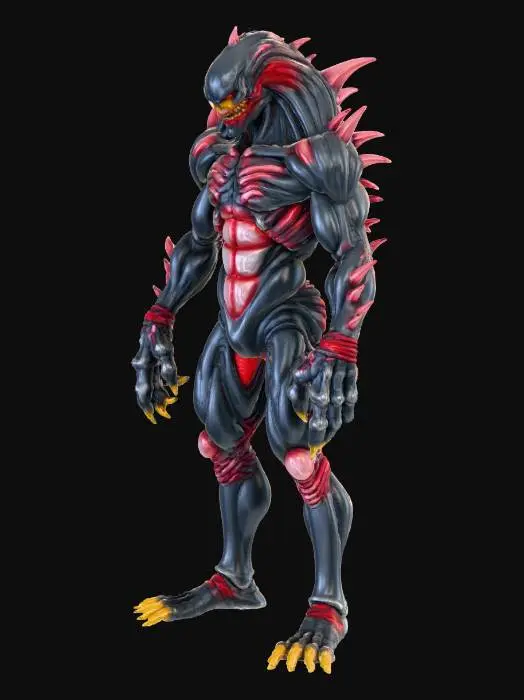 3D model for Монстр, похожий на человека, поросшего тёмно-красными кристаллами