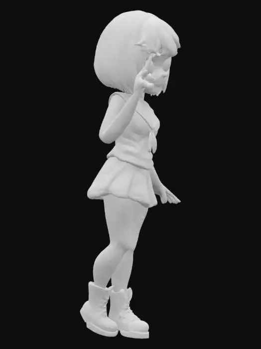 3D model for This is a cartoon, Q-version zombie character, female, wearing sailor suit