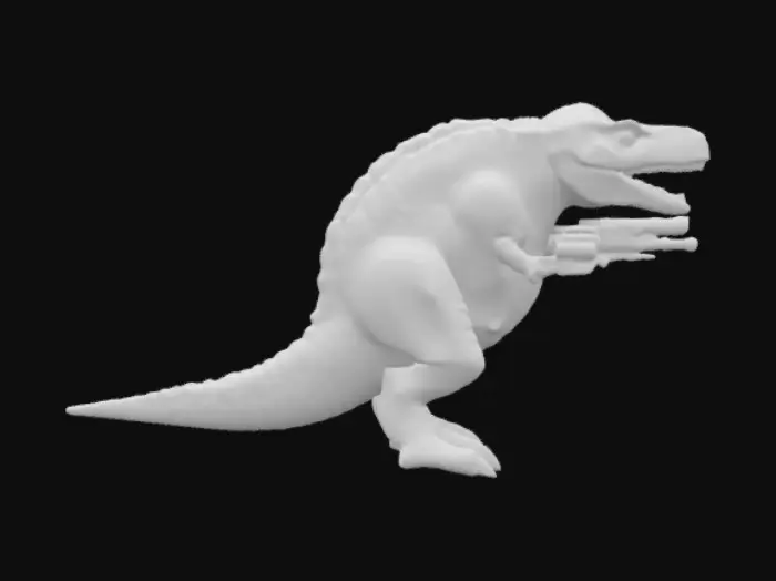 3D model for un dinosaure gros comme un t-rex avec des armes a feux intégrée dans le corps 