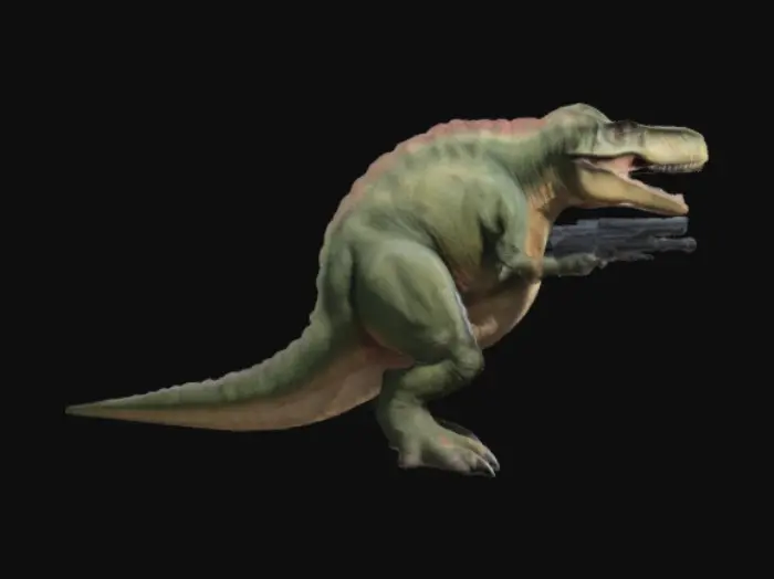 3D model for un dinosaure gros comme un t-rex avec des armes a feux intégrée dans le corps 