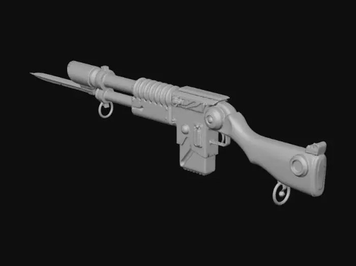 3D model for Custom Lasgun with Bayonet.