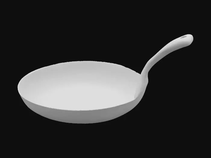 3D model for A frying pan painted in glossy material gold colour.