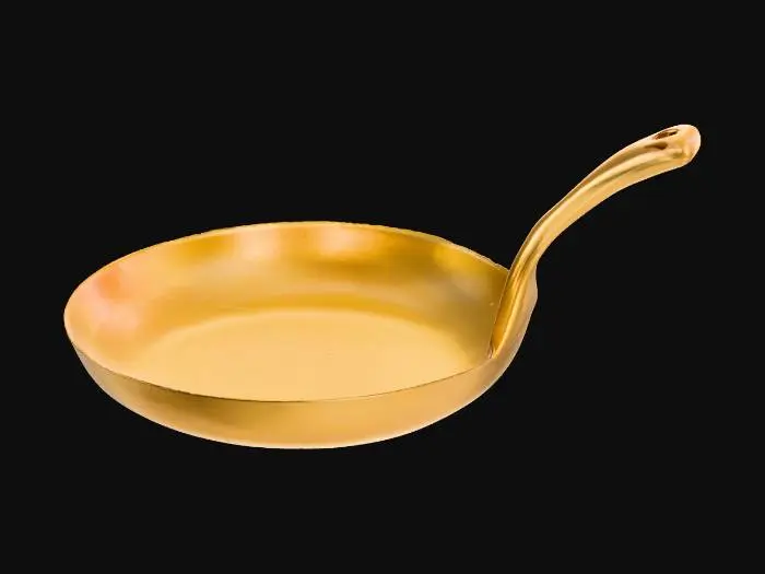 3D model for A frying pan painted in glossy material gold colour.