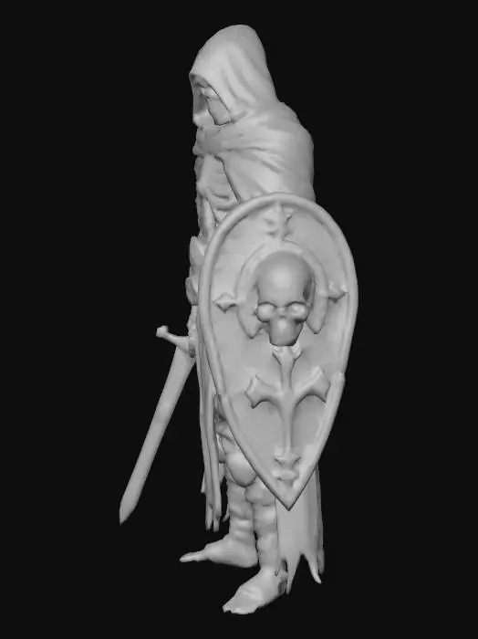 3D model for hooded skeleton warrier with blue flame eyes