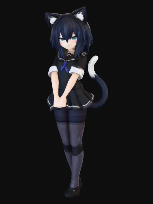 3D model for Neko Anime Cat girl Emotions