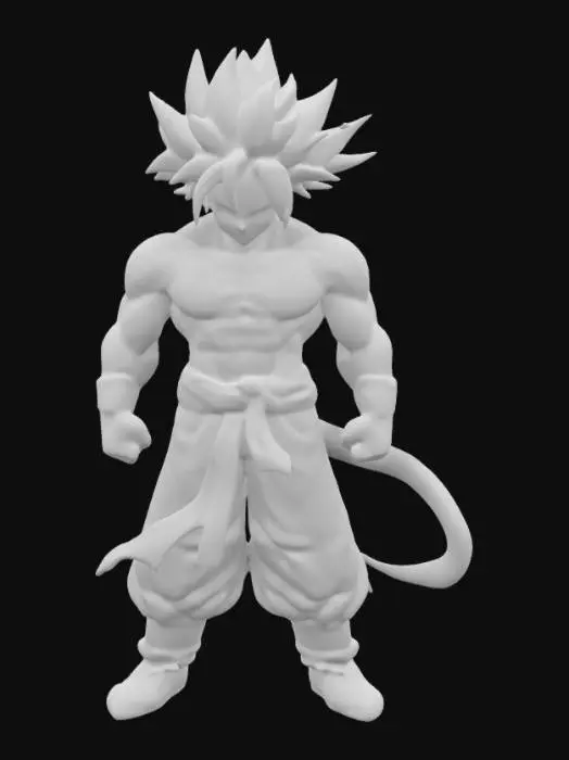 3D model for Super Saiya-Jin, guerrero legendario, grandes voluminosos musculos, ropa rasgada por los musculos, pelo crespado por el poder, energía super fuerte, super guerrero galáctico, rasgos anime, cara bien marcada, cuerpo bien marcado, A pose, expresion de batalla, pelo voluminoso y parado. , #ChronoForgeWeapon#