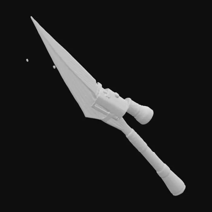 3D model for a primitive looking weapon, but with a very advanced technology attachment