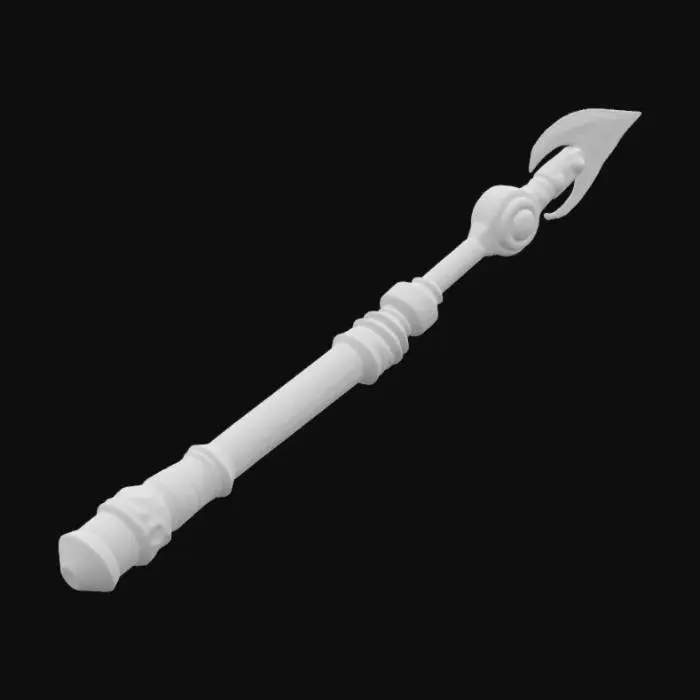 3D model for a primitive looking weapon, but with a very advanced technology attachment