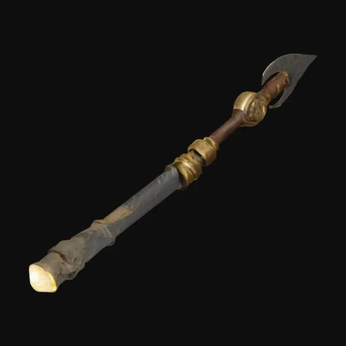 3D model for a primitive looking weapon, but with a very advanced technology attachment