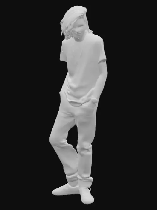3D model for (Turn these things into physical attributes) Lazy but mentally Helpful, caring, supportive, dark humor, blown eyes, long hair, straight male, likes making comedy skits, addicted to porn, dances, exercises, backtracks, listens to pop rock, has friends he doesn’t like, likes going in, skinny, runs, emo hiphop style, has a sweet tooth for sour things, photographer, doesn’t know how to swim, sings, made a song, has lots of online friends, draws, likes horror movies and comedies, jobless, goes fishing, in 10th grade, skates but knows zero tricks, eats exotic foods, has a bit of a teen squeaky voice, conflicted between 3 different girls for a girl friend, mild past trauma, atheist, broke arm from falling off a chair looking at a bird, never went to prom, yoga, listens very well. 