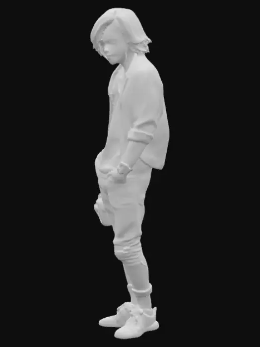 3D model for {Turn these things into physical attributes, in a Hazbin Hotal fashion} Lazy but mentally Helpful, caring, supportive, dark humor, blown eyes, long hair, straight male, likes making comedy skits, addicted to porn, dances, exercises, backtracks, listens to pop rock, has friends he doesn’t like, likes going in, skinny, runs, emo hiphop style, has a sweet tooth for sour things, photographer, doesn’t know how to swim, sings, made a song, has lots of online friends, draws, likes horror movies and comedies, jobless, goes fishing, in 10th grade, skates but knows zero tricks, eats exotic foods, has a bit of a teen squeaky voice, mild past trauma, atheist, broke arm from falling off a chair looking at a bird, never went to prom, yoga, listens very well. 