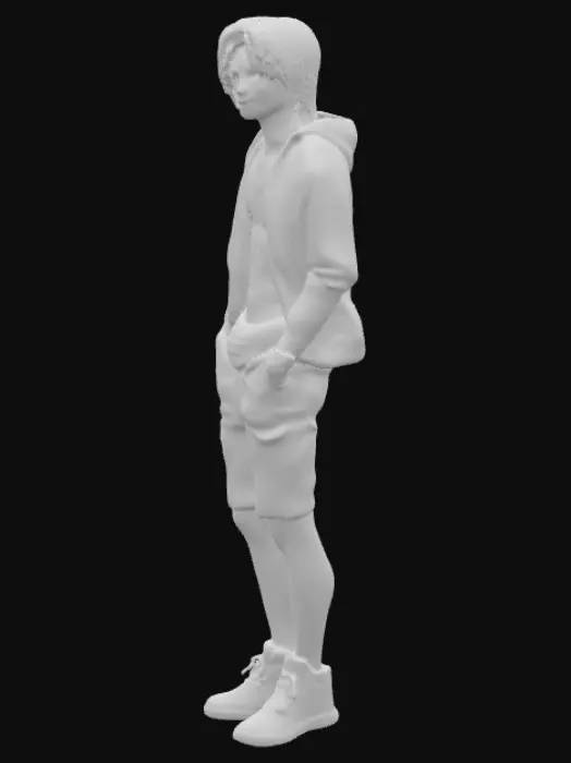 3D model for {Turn these things into physical attributes, in a Hazbin Hotal fashion} Lazy but mentally Helpful, caring, supportive, dark humor, blown eyes, long hair, straight male, likes making comedy skits, addicted to porn, dances, exercises, backtracks, listens to pop rock, has friends he doesn’t like, likes going in, skinny, runs, emo hiphop style, has a sweet tooth for sour things, photographer, doesn’t know how to swim, sings, made a song, has lots of online friends, draws, likes horror movies and comedies, jobless, goes fishing, in 10th grade, skates but knows zero tricks, eats exotic foods, has a bit of a teen squeaky voice, mild past trauma, atheist, broke arm from falling off a chair looking at a bird, never went to prom, yoga, listens very well. 