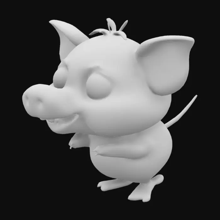 3D model for maak een varken en geef dat varken de potjes van een eend/duck met die drie teentjes en laat het varkentje blij kijken