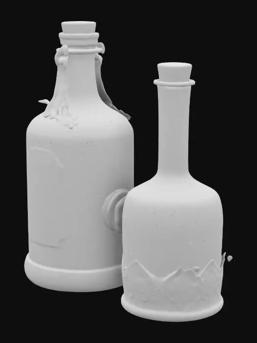 3D model for A bubbling red health potion in a peculiar yet bulbous flask. The flask is lightly adorned with metallic craftmanship.