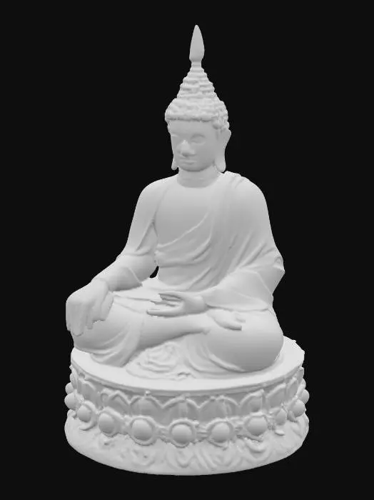 3D model for Golden Buddha statue in ancient temple #PBR#