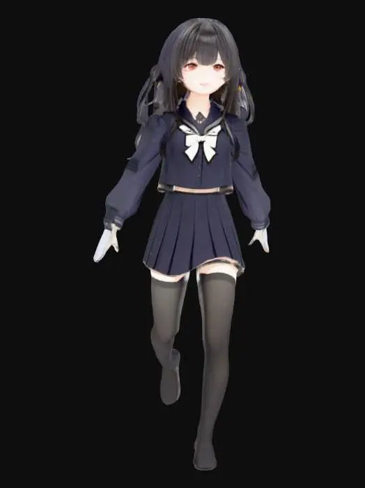 3D model for Anime Girl in T-Pose