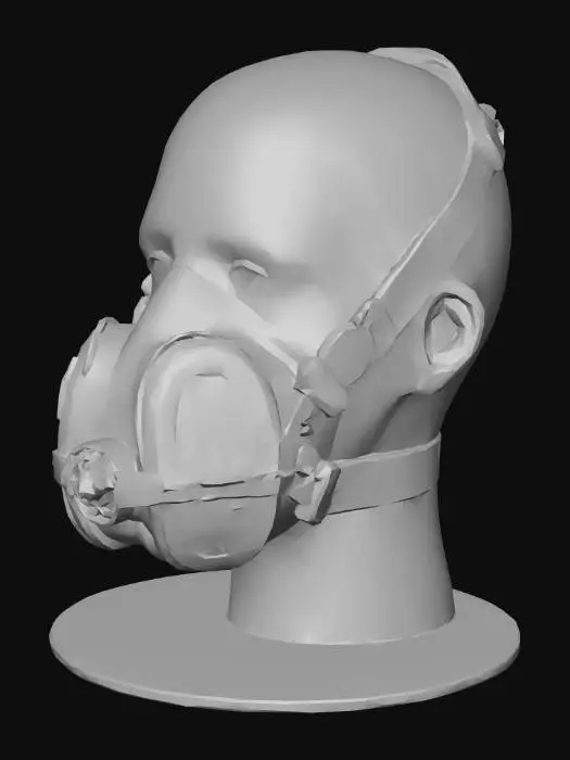 3D model for Red half-face respirator on mannequin head