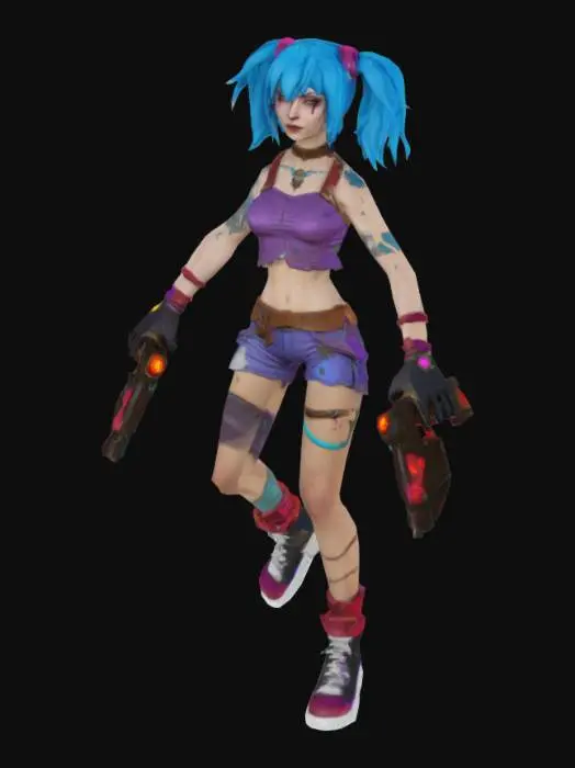 3D model for create a fully textured 3d model of Jinx from arcane
