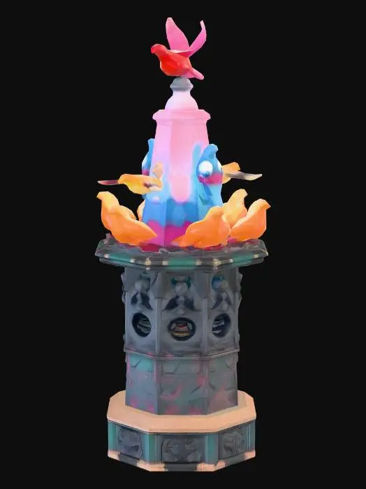 3D model for Vibrant Pigeon Tower that shoots darts for a tower defense game similar to bloons tower defense game