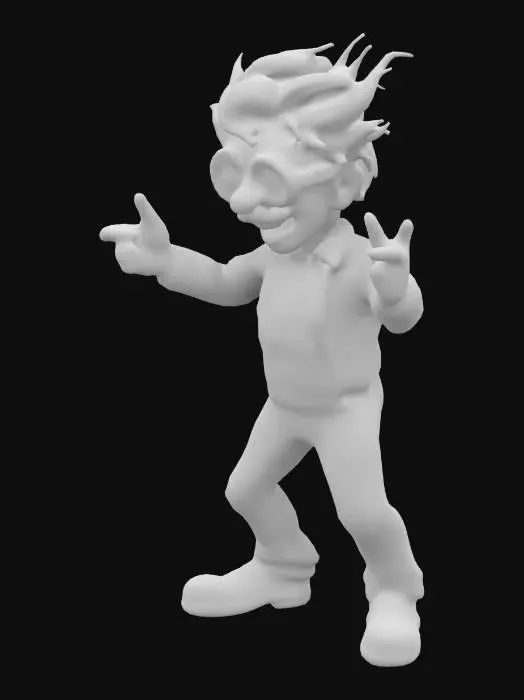 3D model for Mad scientist from 1980's. arms apart from body. full work overalls., T-pose, Full Body