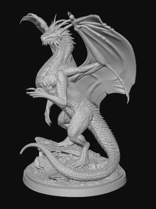 3D model for Bahamuth - Celestial Silver Dragon
