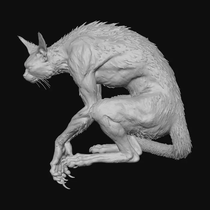 3D model for eldritch feline beast; photo-realistic