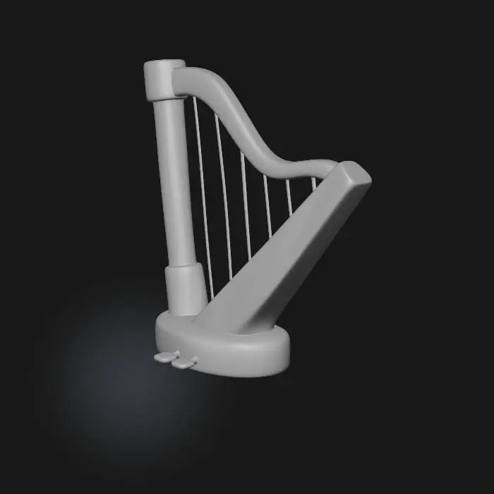 3D model for black Toy Harp