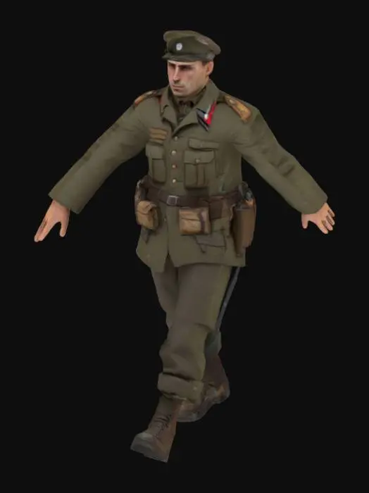 3D model for French resistance soldier, ultra detailed, 4k resolution, t-pose 