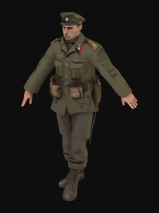3D model for French resistance soldier, ultra detailed, 4k resolution, t-pose 
