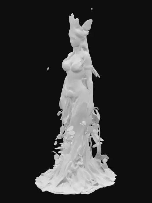 3D model for Female Goddess of the nature realm decorated in gold and vines