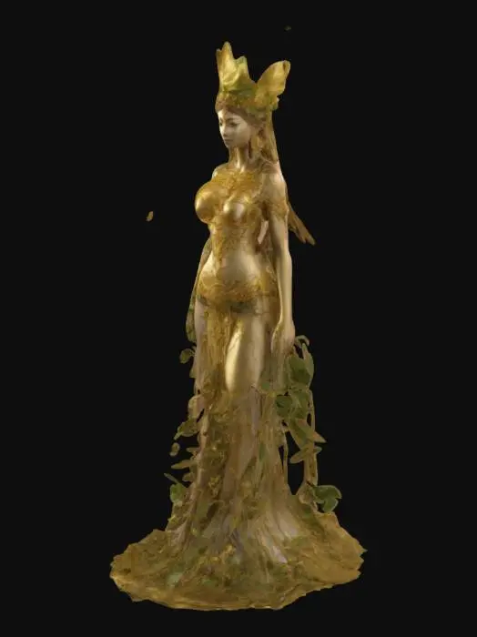 3D model for Female Goddess of the nature realm decorated in gold and vines