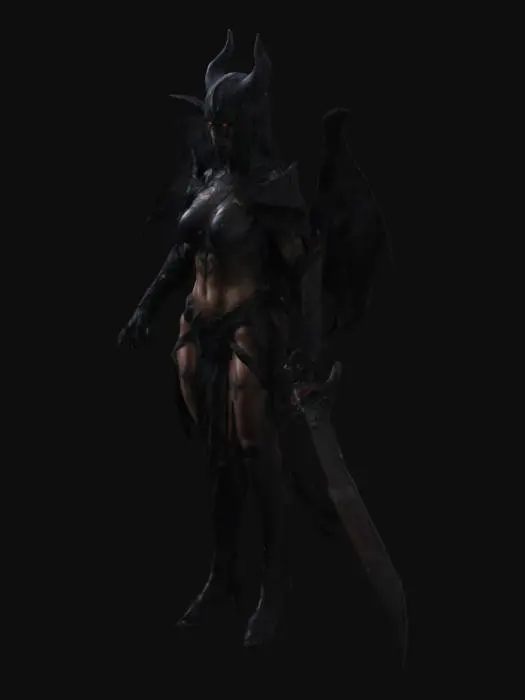 3D model for Dark Demon woman warrior 