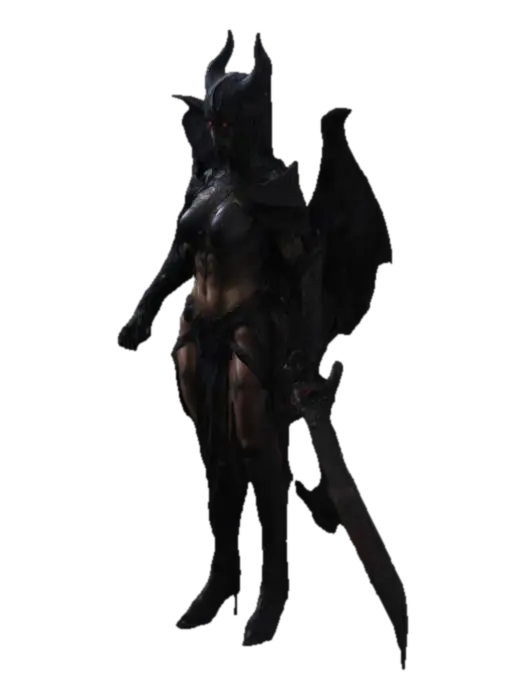 Dark Demon woman warrior - Diablo 3D model, vytvořený pomocí AI